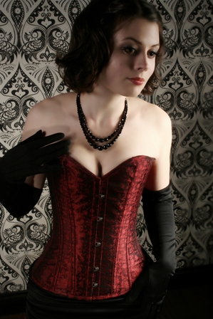 Silk Jacquard Crimson Dita Corset